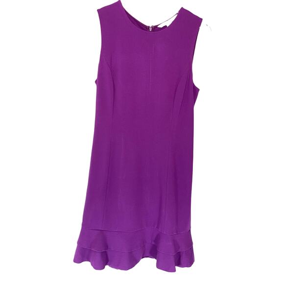 Diane Von Furstenberg Jacey Purple Ruffled Office Cocktail Sheath Dress Size 8 - Picture 2 of 8